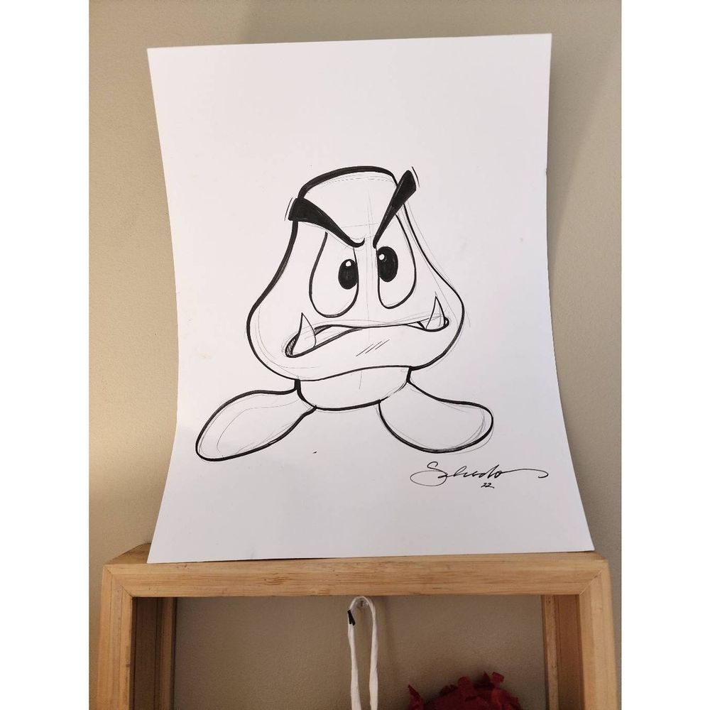 Original Hand Drawn Sketch of Super Mario Goomba - Picture 4 of 4